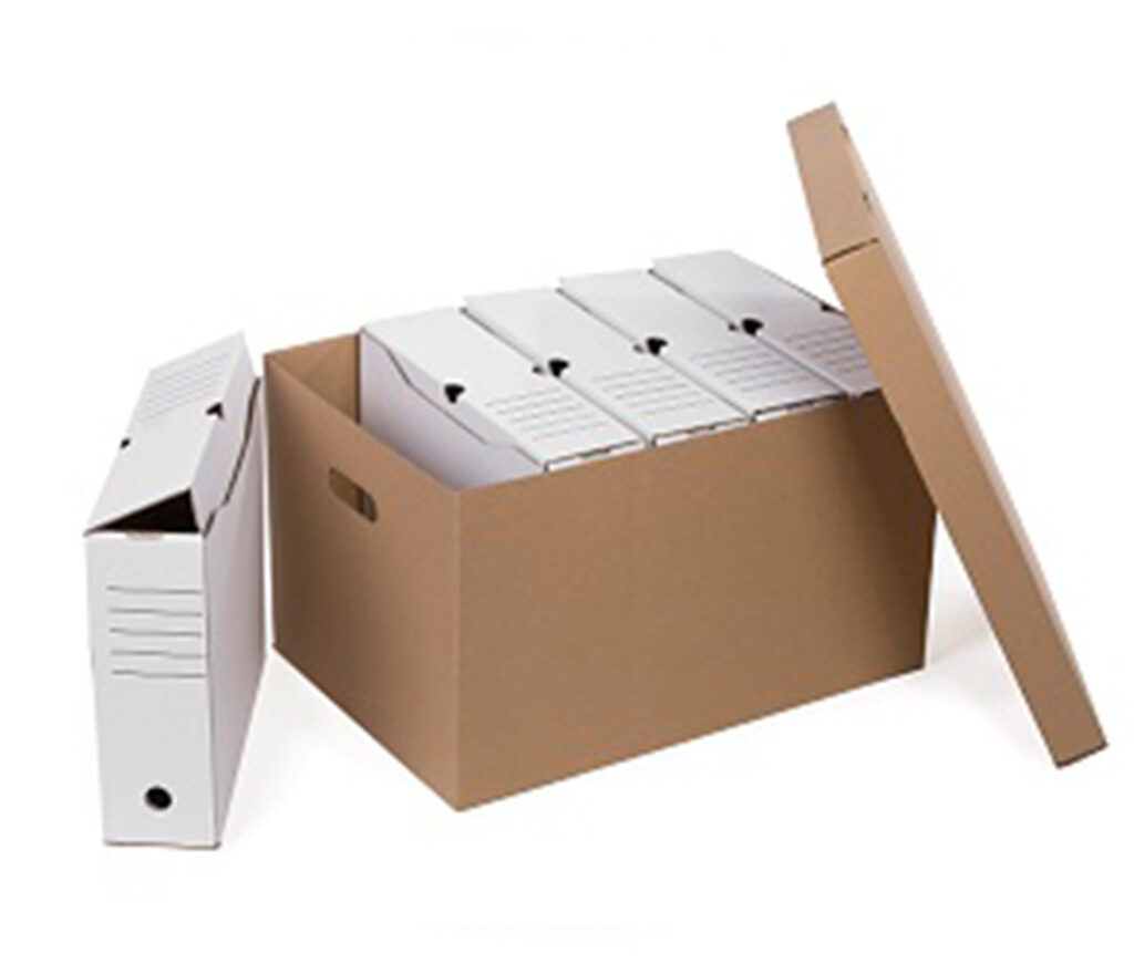 pudełko zbiorcze + pięć sztuk pudełek segregatorów