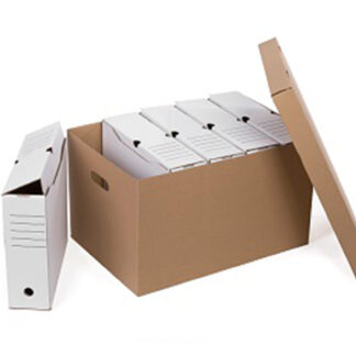 archiwizacyjne pudło zbiorcze + pięć sztuk pudełek segregatorów